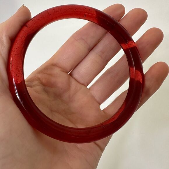Vintage Red Roman Glass Bangle Bracelet - Picture 1 of 7